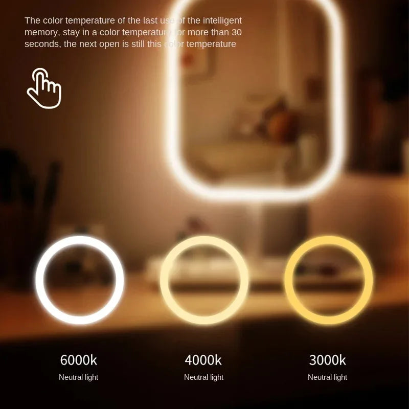 Espejo de Maquillaje LED Lumiéra | 3 Colores de Luz | Control Táctil | Diseño Moderno