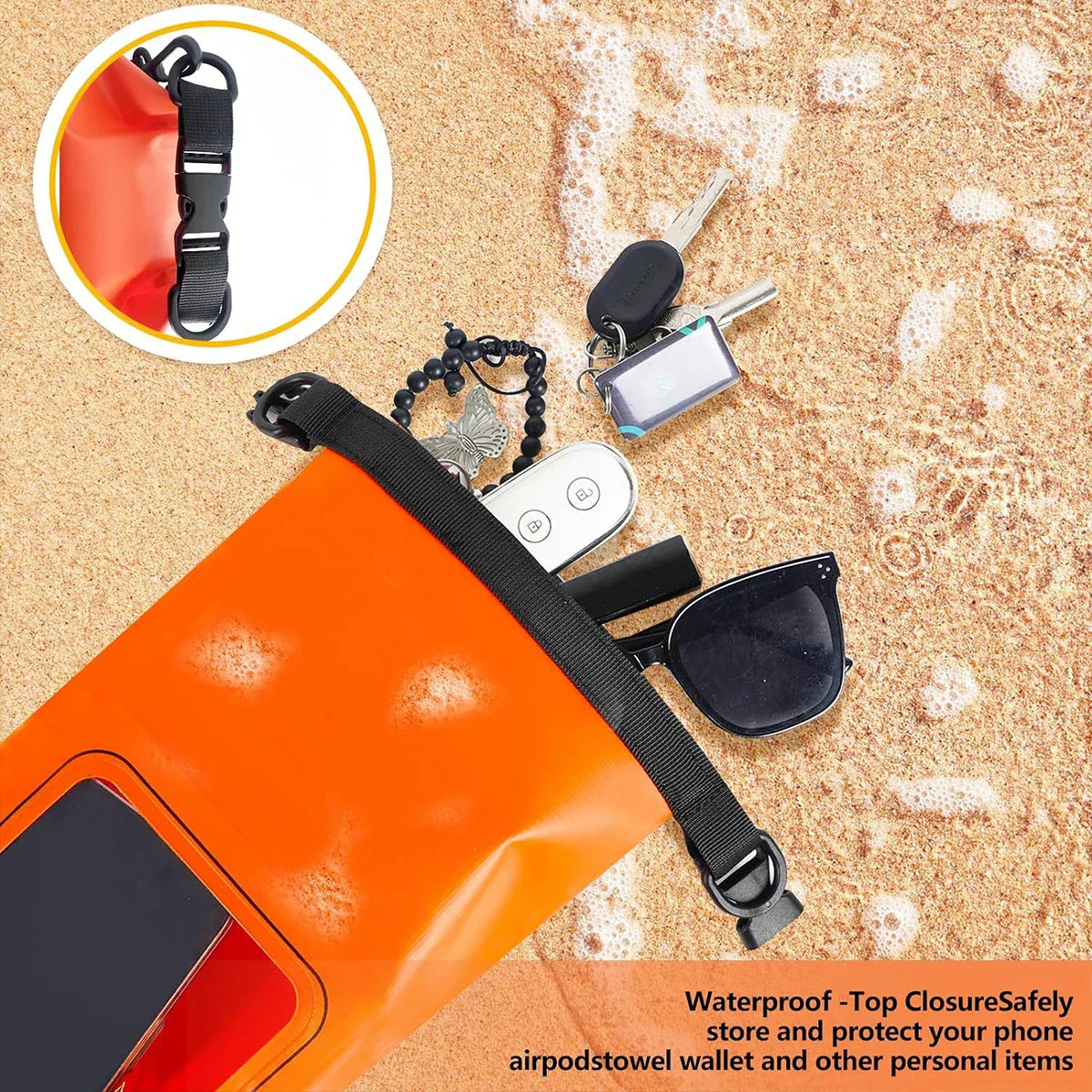 AquaVault Bolsa Impermeable de 2L | Con Ventana Táctil | Bolsa de Exterior para Kayak, Senderismo y Deportes Acuáticos