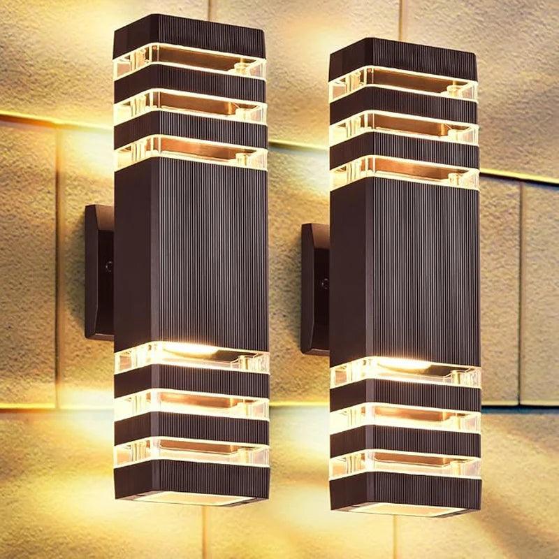 LumiBloc Lámpara de Pared LED Exterior | Efecto Up & Down | Casquillo E27 | IP65 Impermeable | Diseño Moderno para Jardín y Balcón
