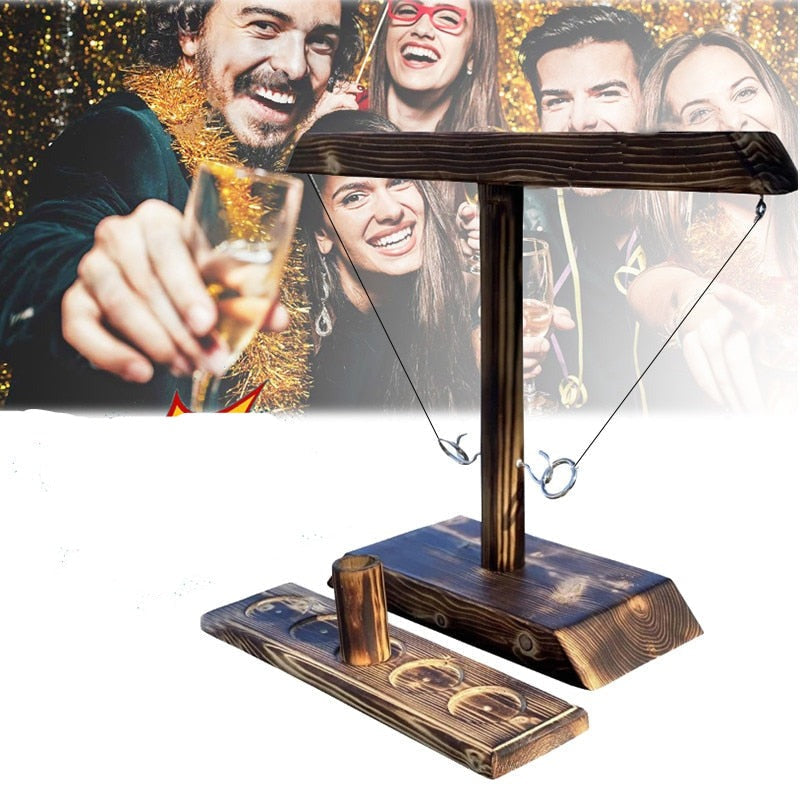 Juego de lanzamiento de anillos de madera