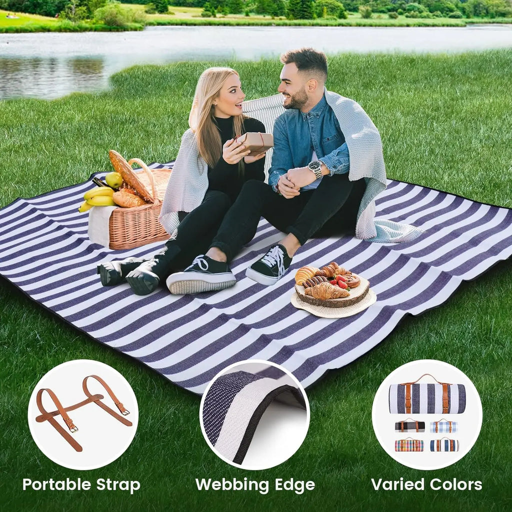 Vivantura Manta de Picnic Extra Grande | Impermeable y Resistente a la Arena | Plegable para 8 Personas | Ideal para Playa y Parque