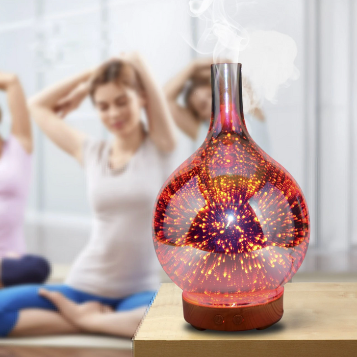 Lisslune | Difusor de Aceites Esenciales de Vidrio 3D AromaBurst con Luces LED
