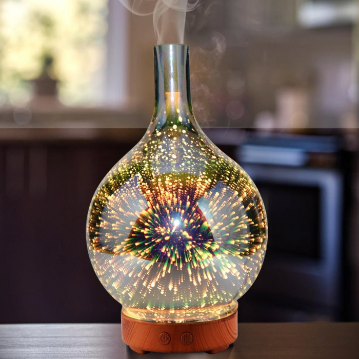 Lisslune | Difusor de Aceites Esenciales de Vidrio 3D AromaBurst con Luces LED