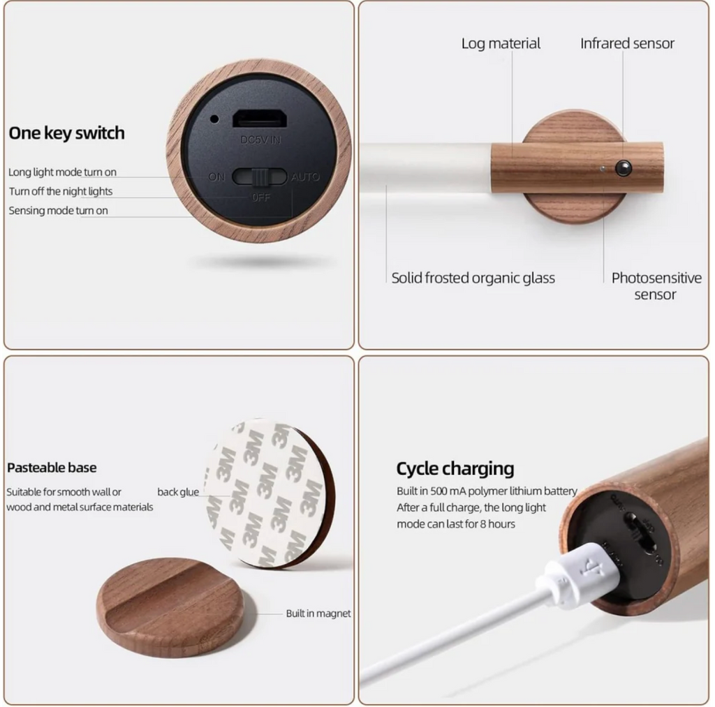 Luz de Pared LED Acrílica con Sensor de Movimiento