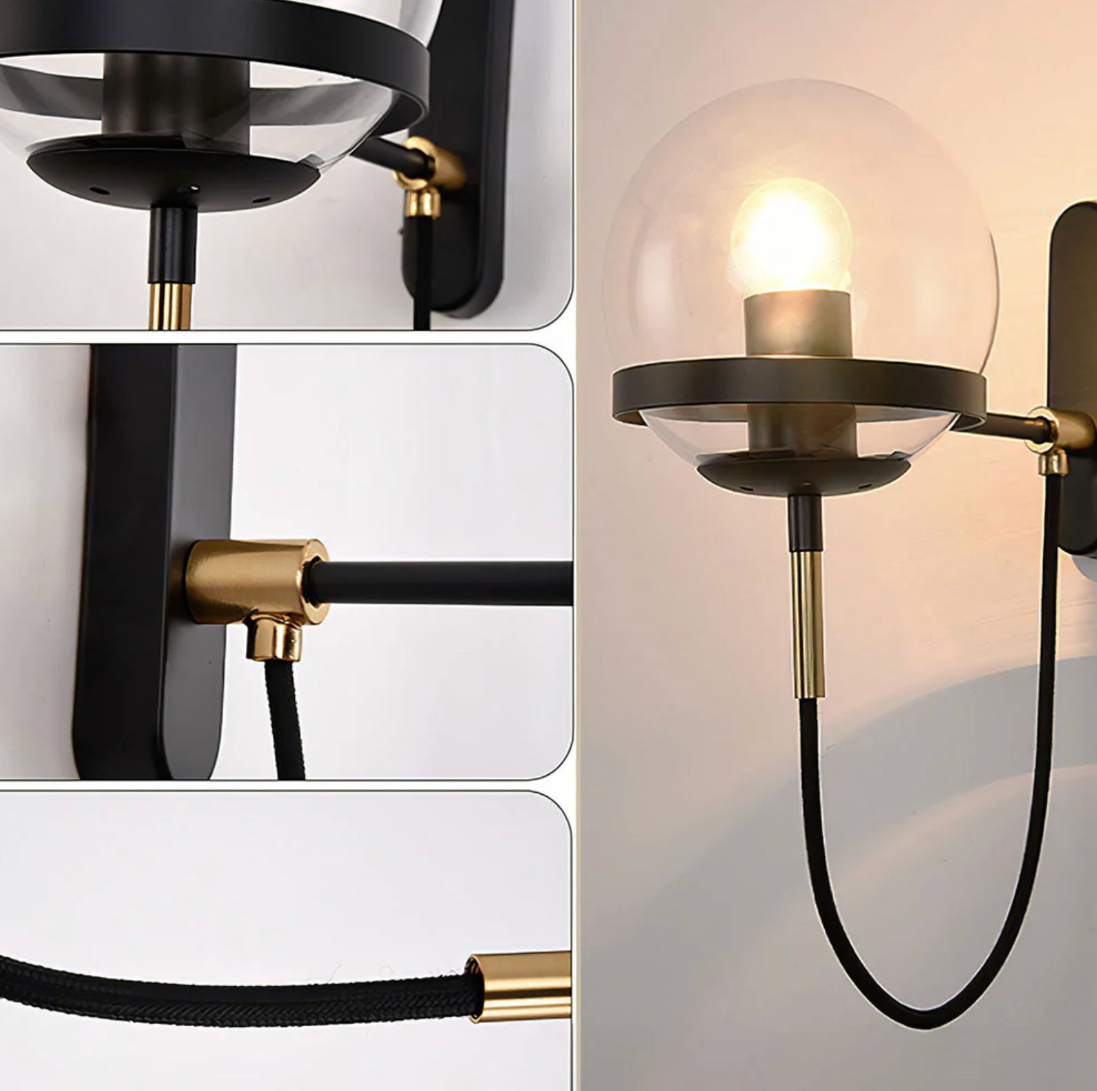 Lámpara de Pared de Vidrio Retro Nórdico para Interiores Elegantes