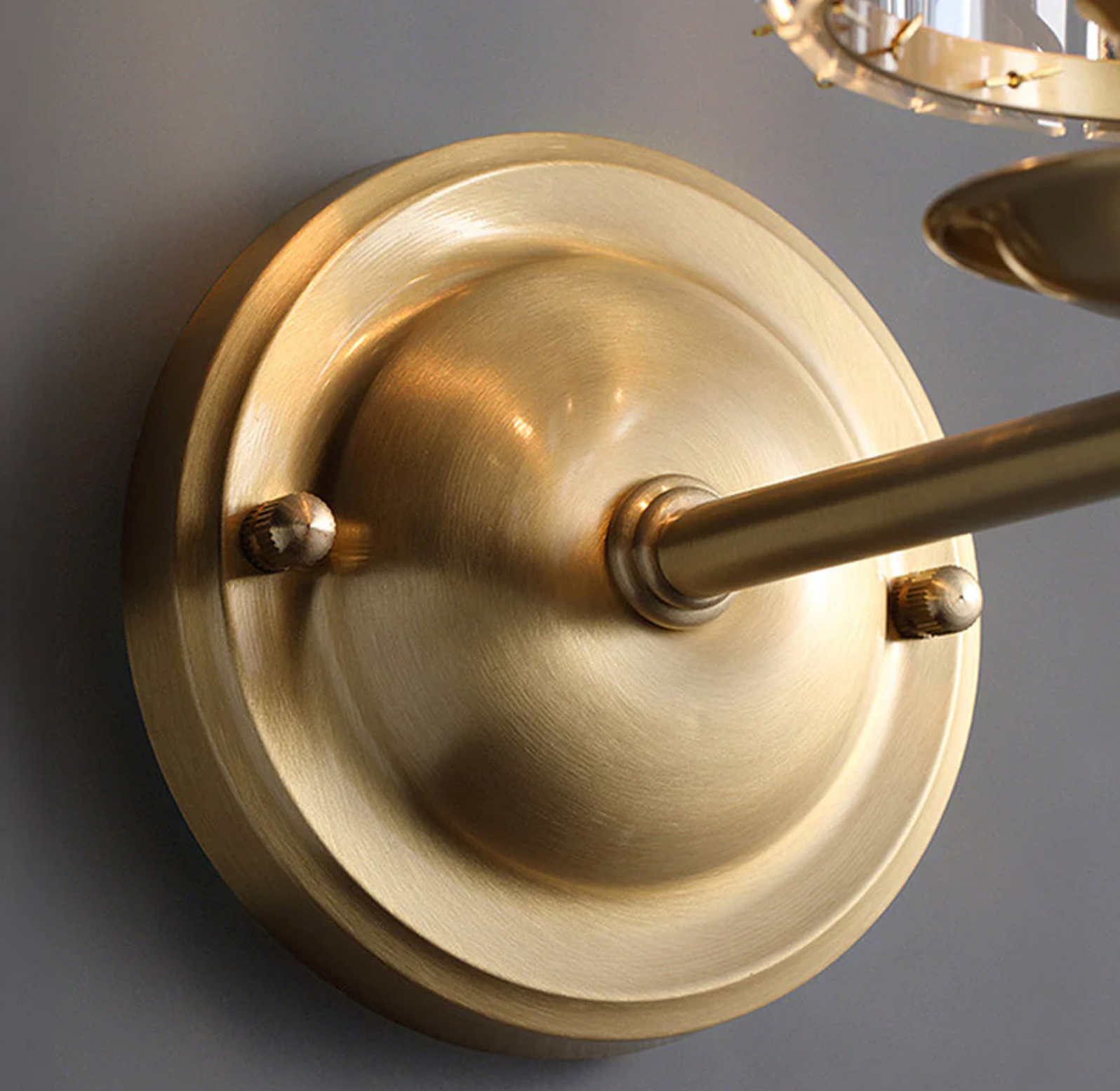 Aplique de Pared de Cristal Elegante en Diseño de Latón Moderno para Decoración del Hogar