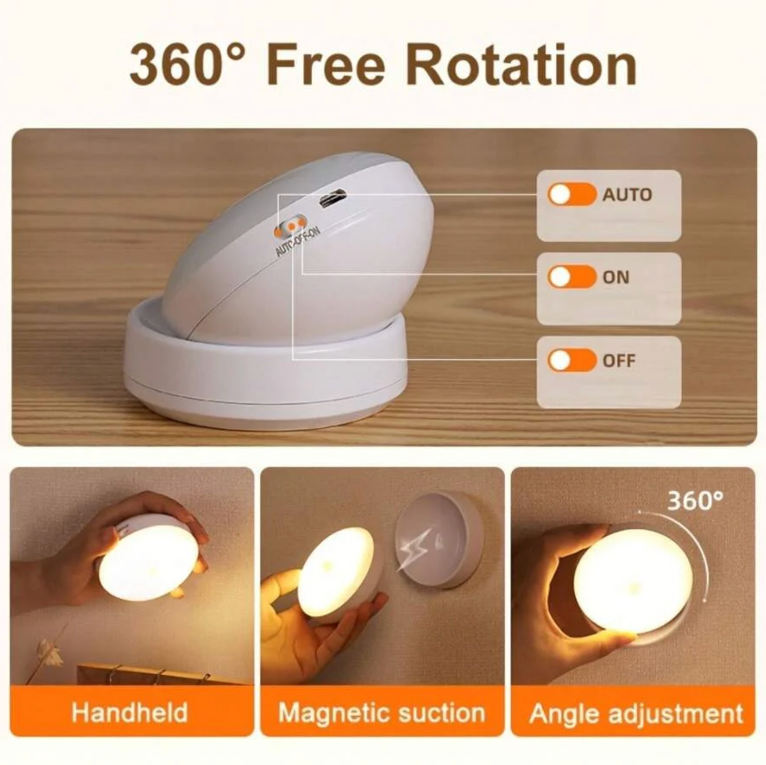 Oralee - Luz de Pared LED con Sensor de Movimiento Rotatable 360°
