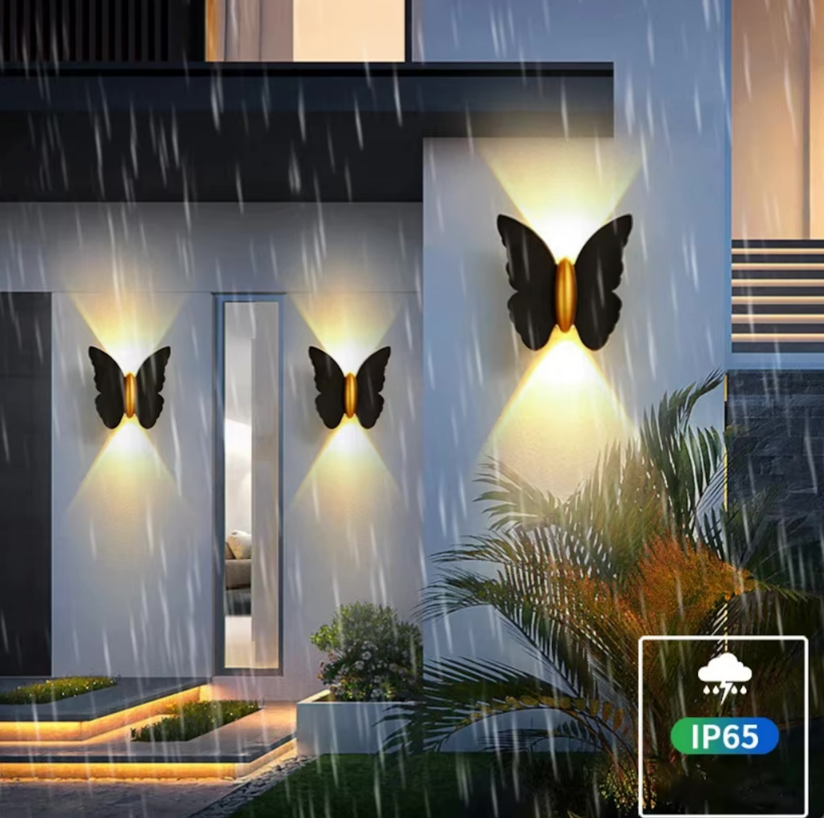 Lámpara de Pared Exterior Elegante con Mariposa - Luz Sconce LED