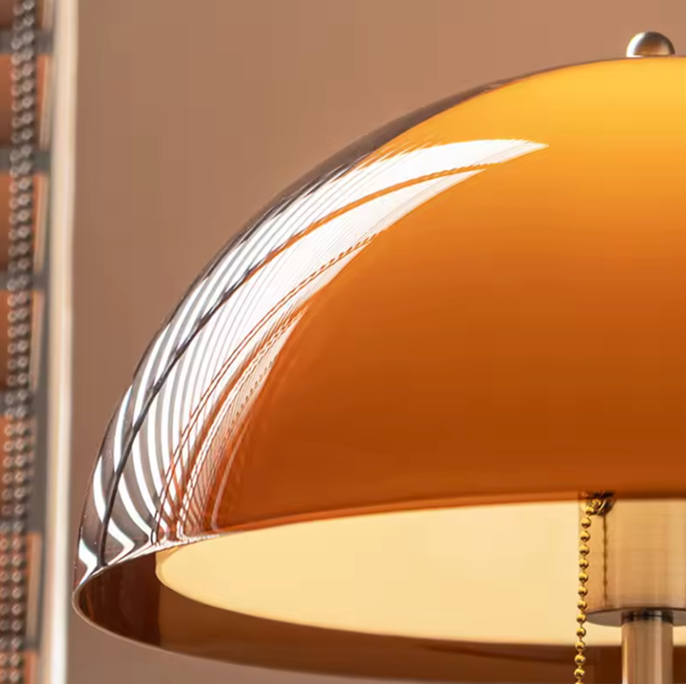 Lámpara de Pie Rustina Moderna - Cúpula de Acrílico Ámbar Retro para Sala de Estar