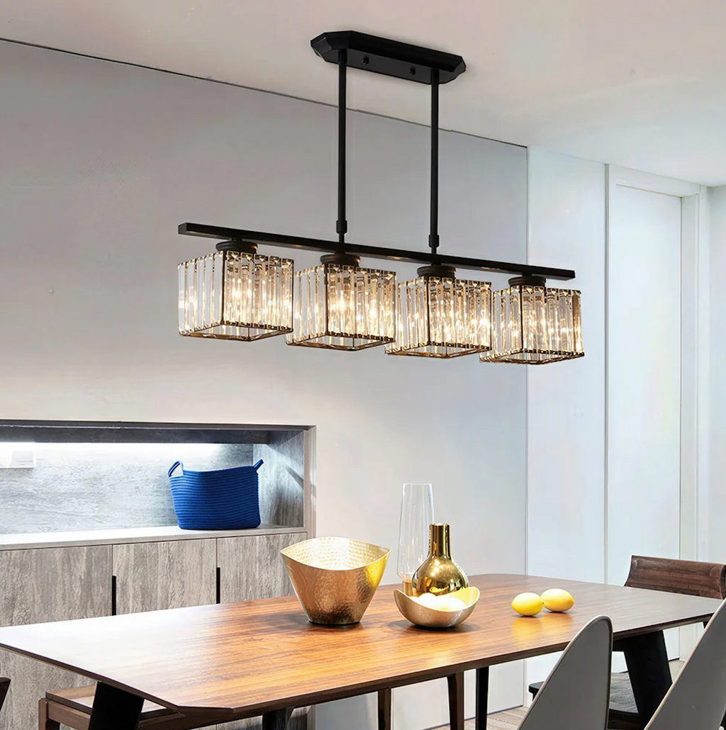 Colección Gallery | Iluminación Colgante para Cocina con Pantallas de Vidrio Facetado