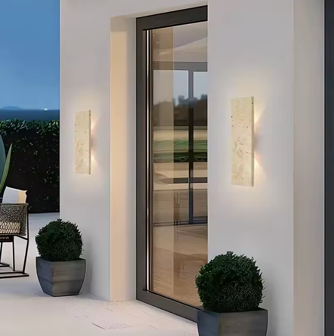 Aplique de Pared LED para Exteriores | Lámpara de Piedra Natural Impermeable para Paredes Exteriores