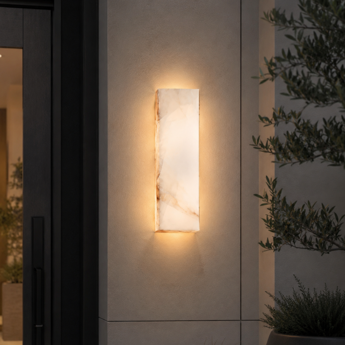 Marbelle - Lámpara de Pared LED de Piedra Natural Moderna para Exterior con Diseño Impermeable