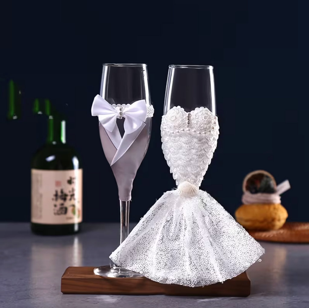 Juego de Copas de Champán para Boda de Cristal 2 piezas