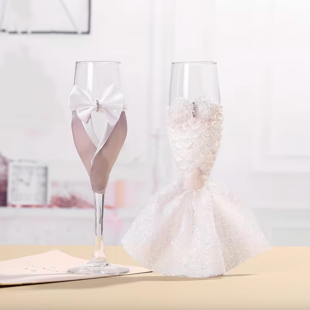 Juego de Copas de Champán para Boda de Cristal 2 piezas