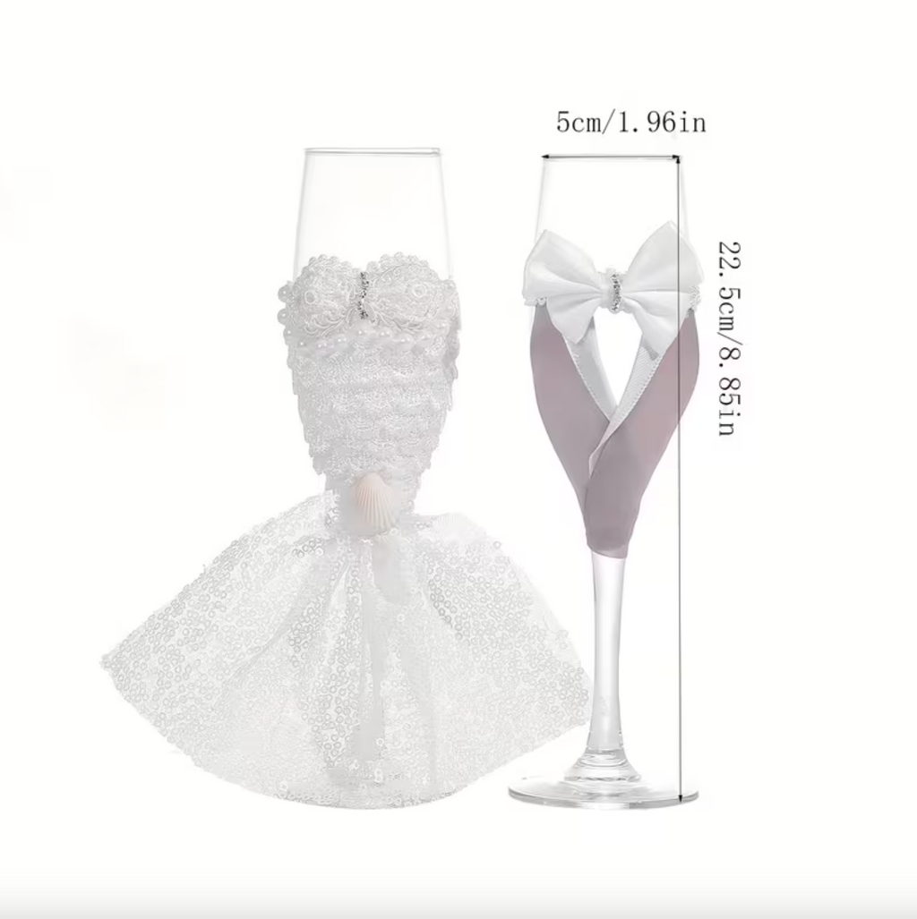 Juego de Copas de Champán para Boda de Cristal 2 piezas