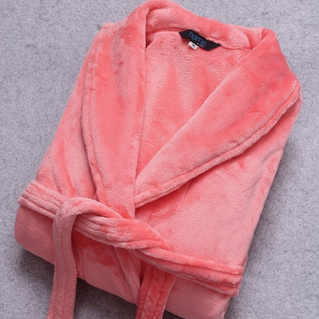 COZYCORAL – Bata de invierno ligera de felpa de coral con cinturón y bolsillos laterales
