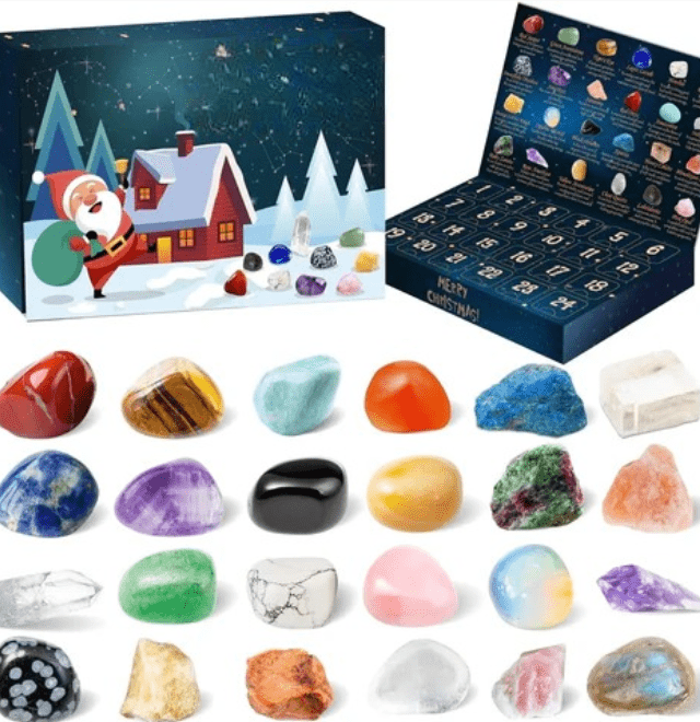 CRYSTALGEMS – Calendario de Adviento de Piedras Preciosas Mágicas con 24 Cristales Naturales