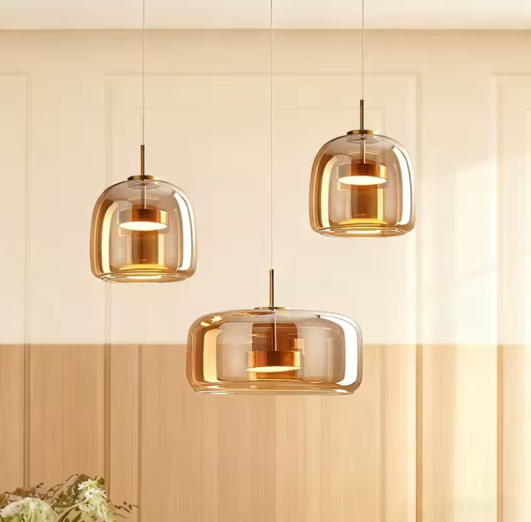 Lámpara Colgante de Vidrio Nórdica - Luces Colgantes Ajustables para Cocina