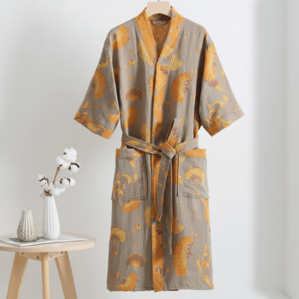KIMOGINKO – Bata de kimono de algodón orgánico para una comodidad transpirable