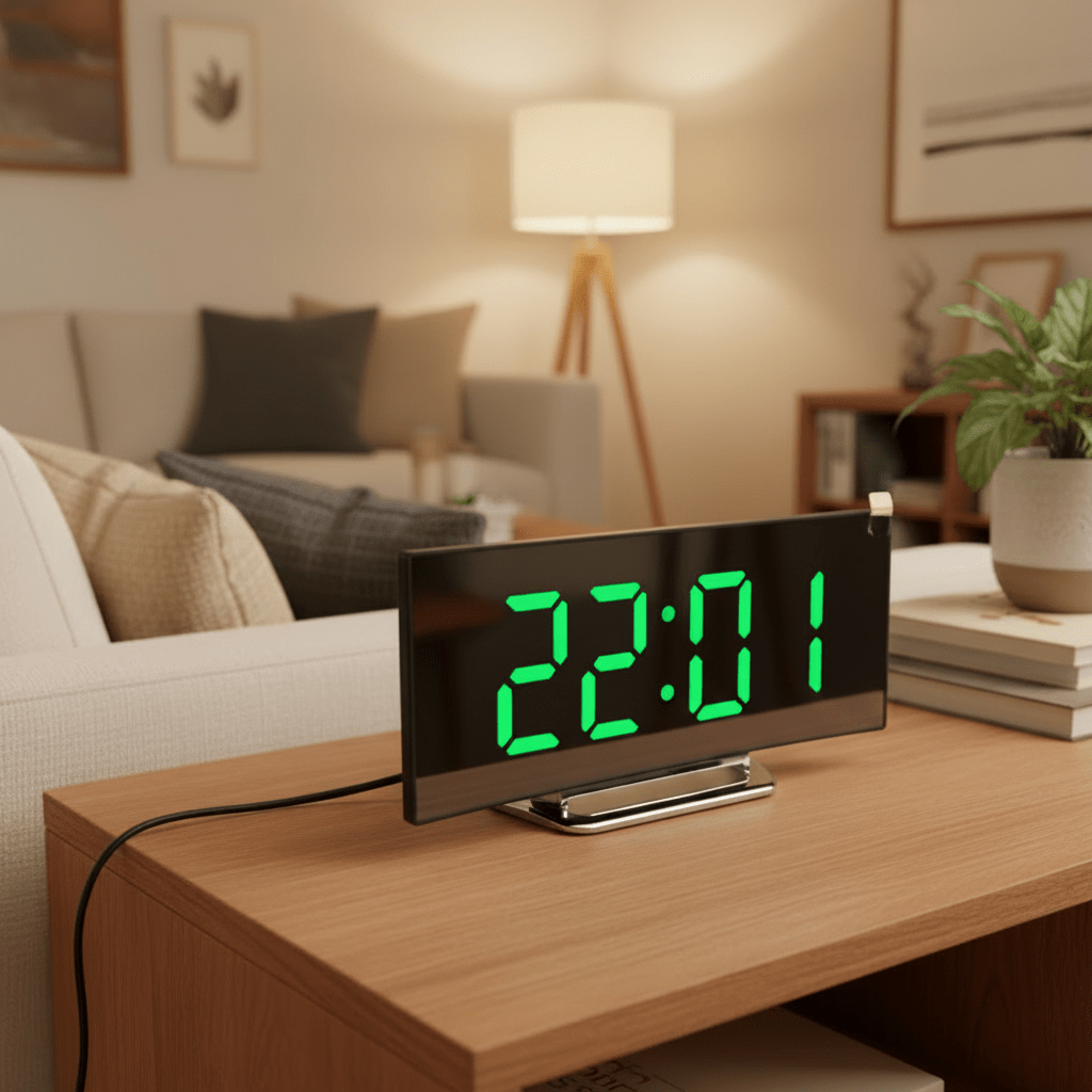 SILENTLITE – Reloj despertador digital delgado con gran pantalla LED y diseño silencioso