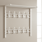 HOOKWELL – Perchero de pared 3 en 1 con estante, ganchos y barra para ropa