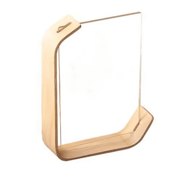 FOTODUO – Marco de fotos de acrílico y madera con vista doble para decoración moderna de mesa