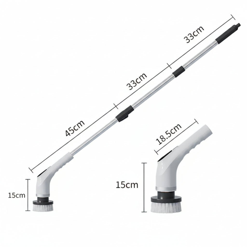 SPINFLEX – Cepillo de limpieza inalámbrico con mango telescópico y 7 cabezales intercambiables