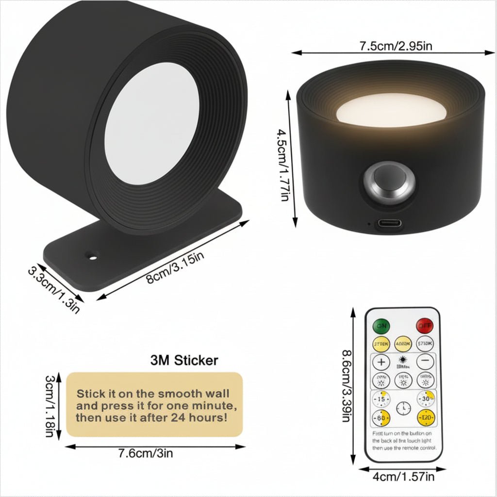SCANDIGLOW – Aplique nórdico inalámbrico con control remoto