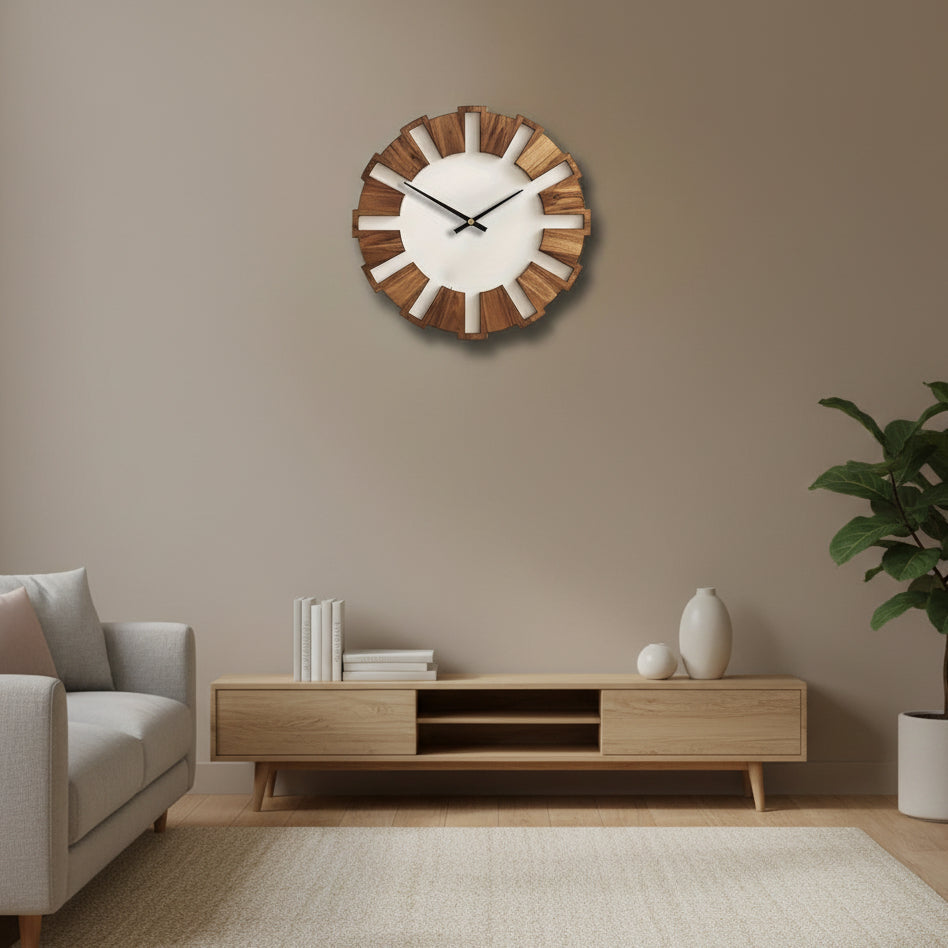 WOODORA REDONDO – Reloj de Pared de Madera Decorativo y Silencioso