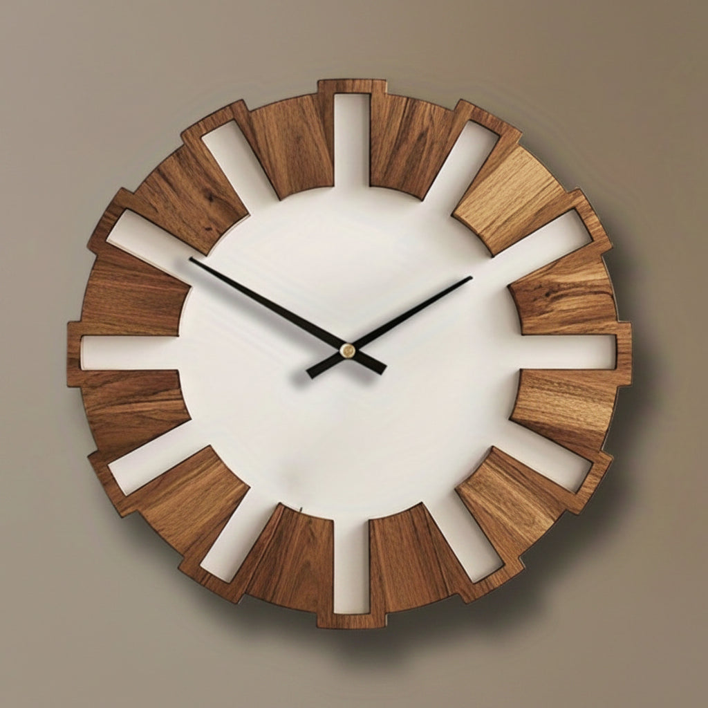 WOODORA REDONDO – Reloj de Pared de Madera Decorativo y Silencioso