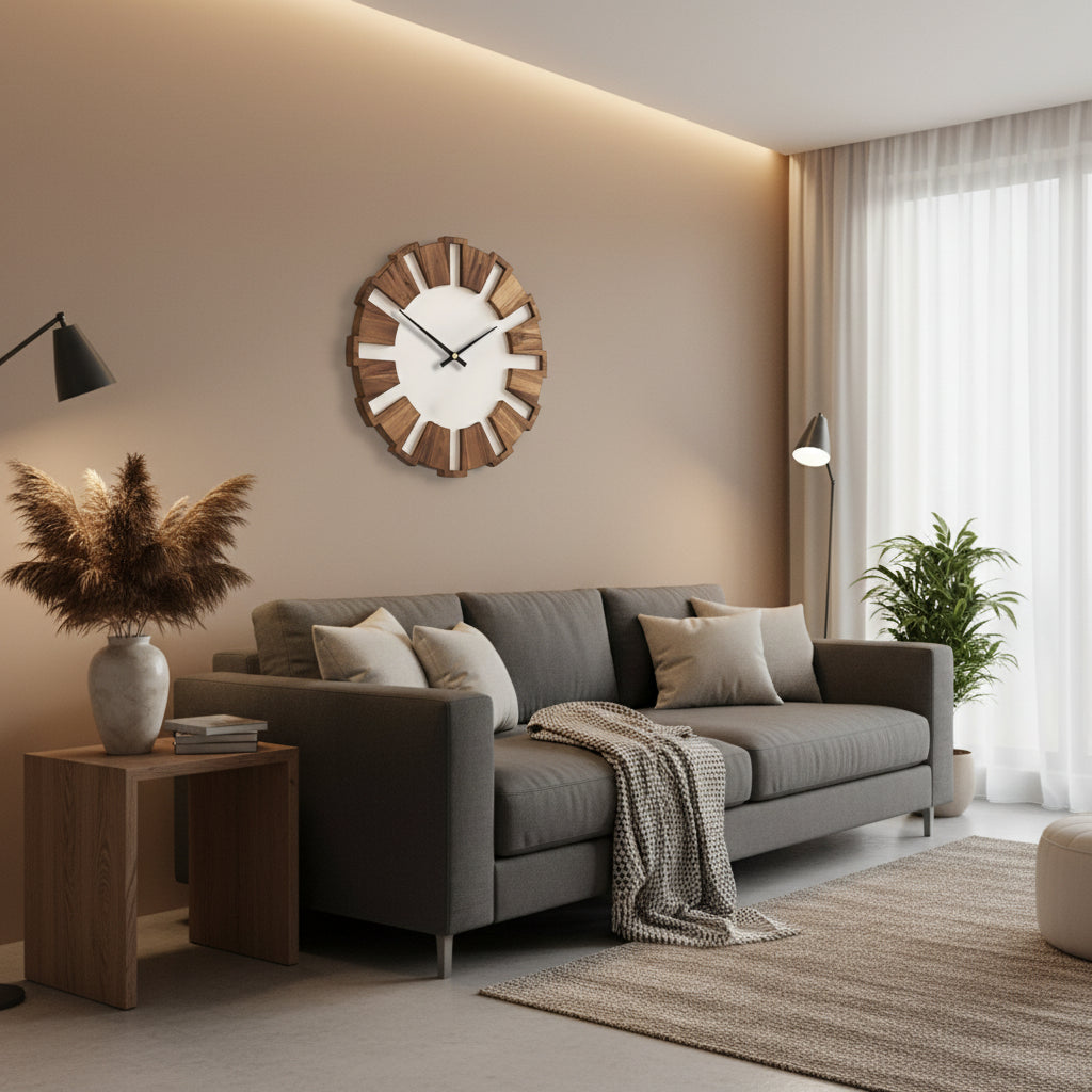 WOODORA REDONDO – Reloj de Pared de Madera Decorativo y Silencioso