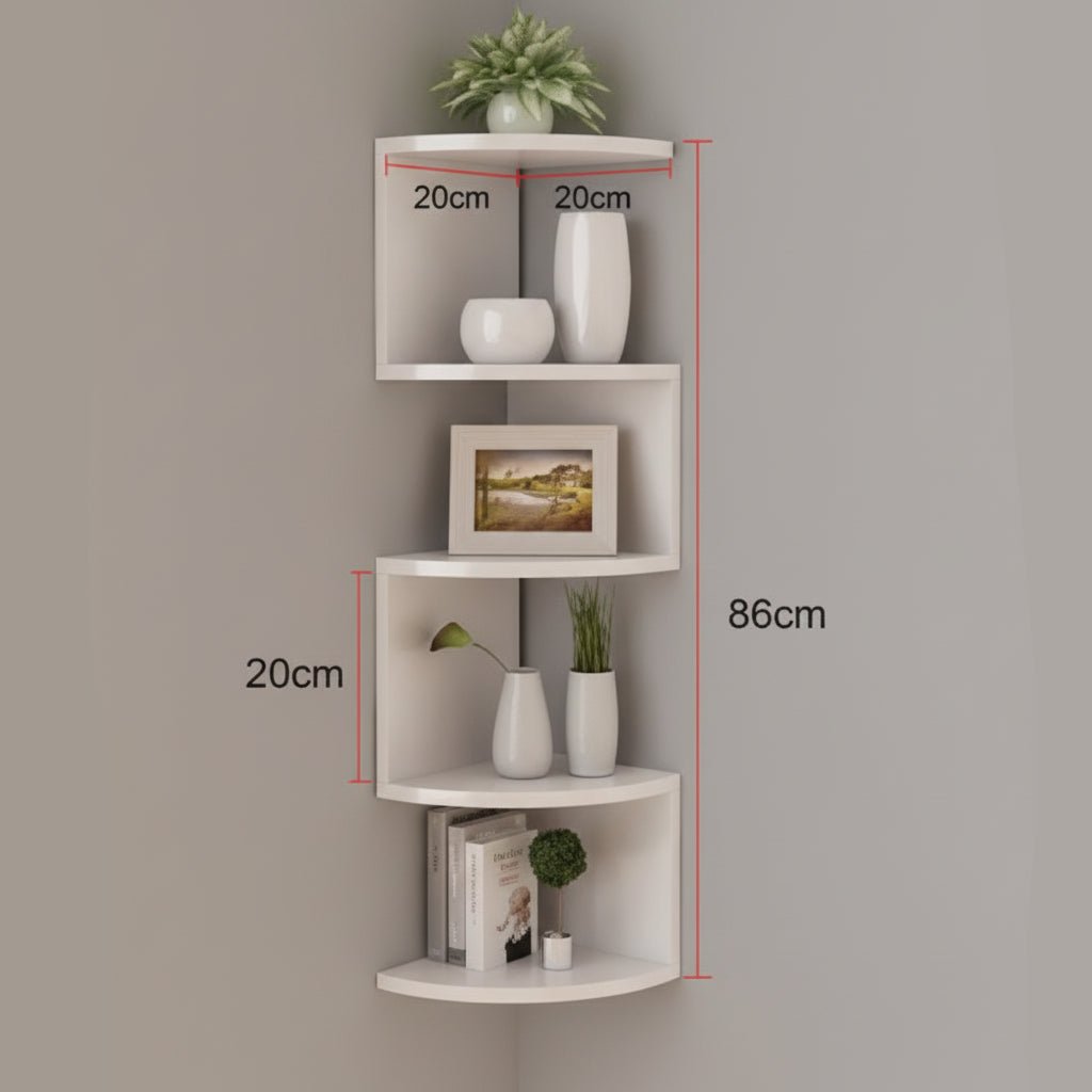 FLOATIERA – Estante de esquina | Almacenamiento que ahorra espacio con un diseño moderno