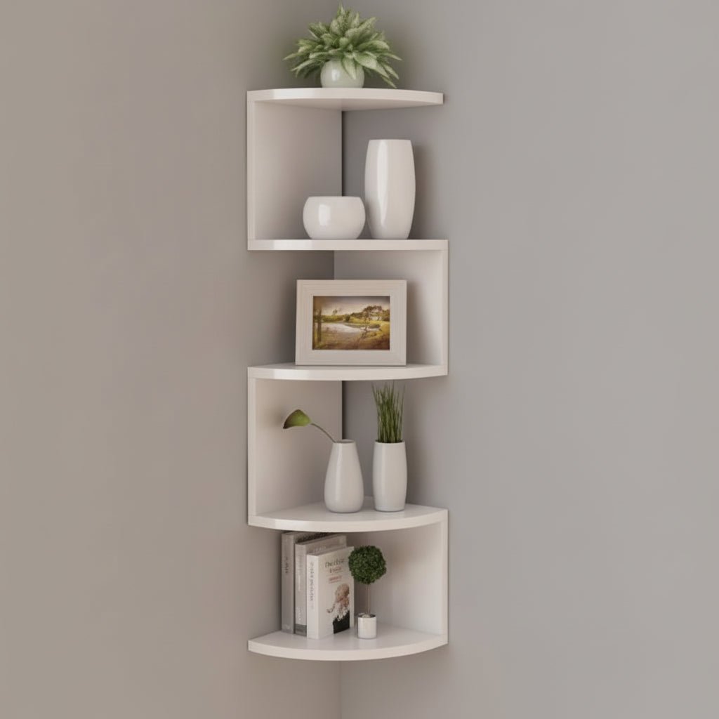 FLOATIERA – Estante de esquina | Almacenamiento que ahorra espacio con un diseño moderno