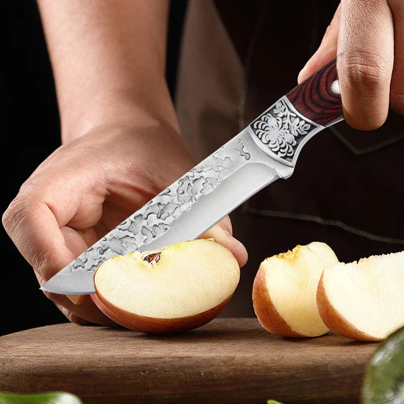 Lisslune | Cuchillo de Chef de Acero Inoxidable Forjado - Cuchillo Versátil para Cocina, Carne, Frutas, BBQ y Deshuesado con Funda