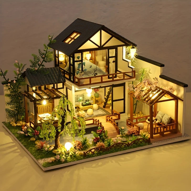 Minvella | Casa de madera en miniatura DIY | Kit de construcción 3D para hacer tú mismo | Set creativo para jóvenes y adultos | Idea de regalo perfecta