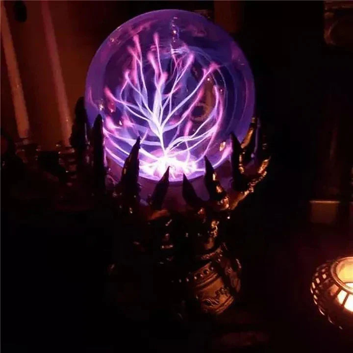 DarkAura - Lámpara de mano esquelética gótica con bola de cristal brillante