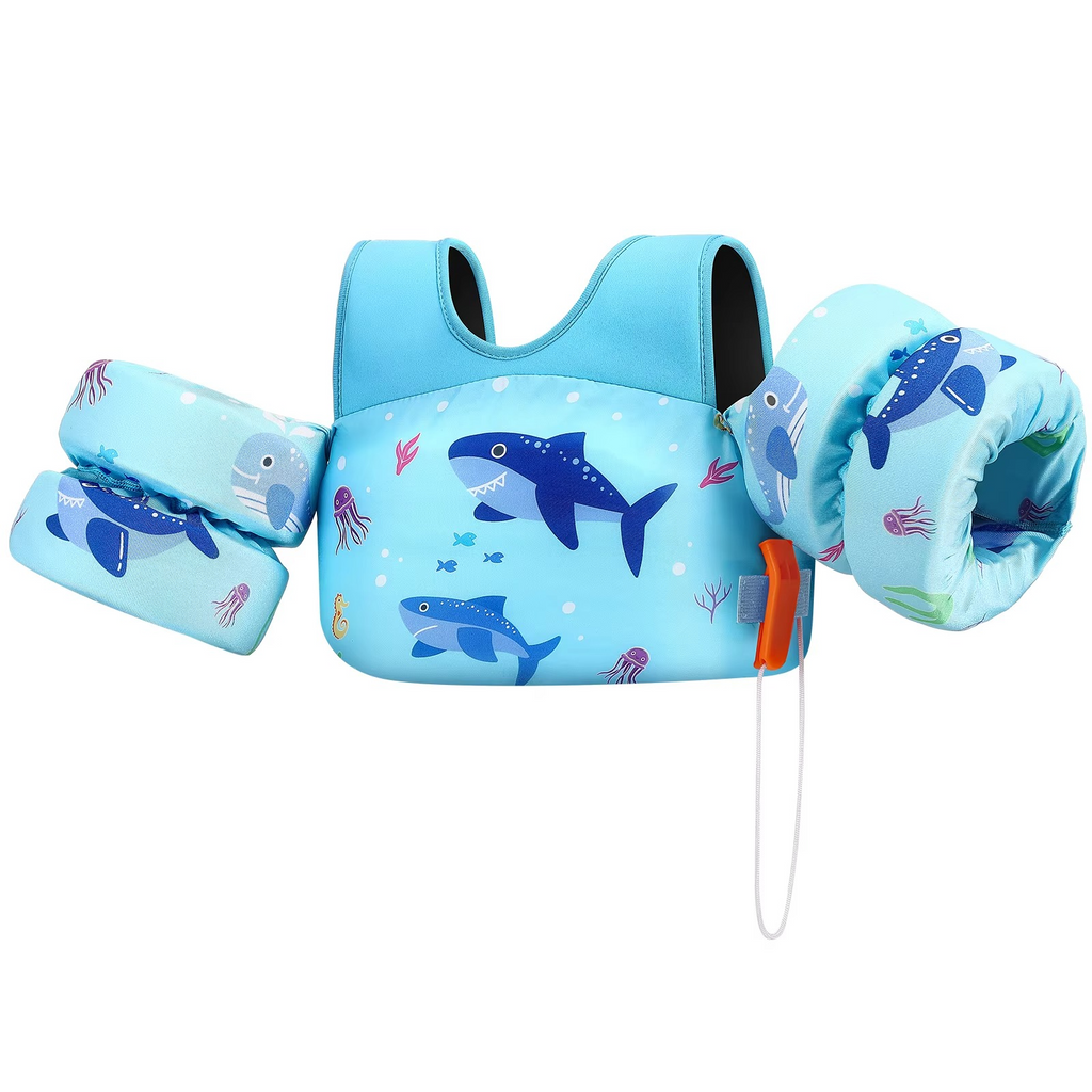Kalsten | Chaleco de Flotación de Espuma para Niños con Manguitos y Silbato de Seguridad para Nadar y Hacer Kayak