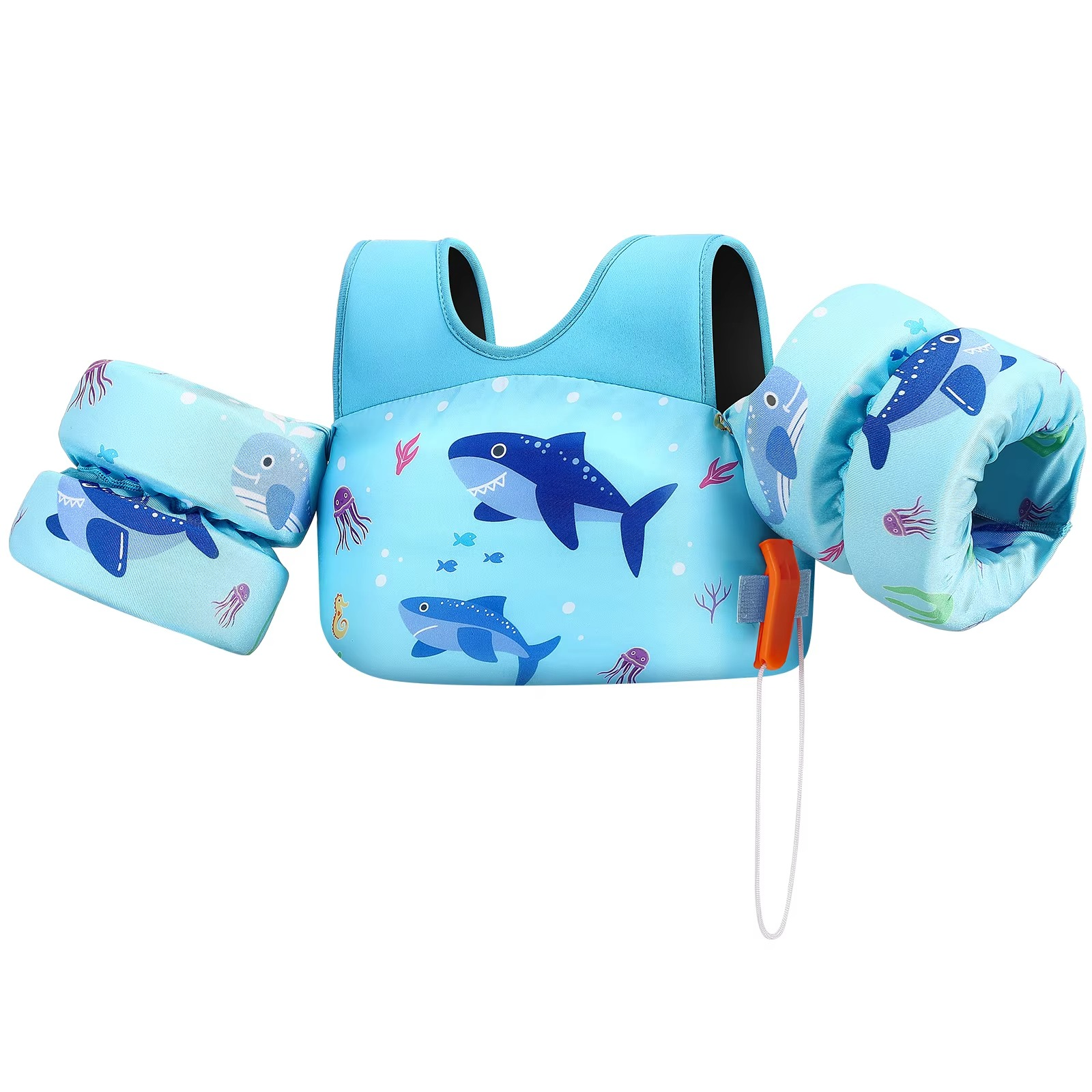 Kalsten | Chaleco de Flotación de Espuma para Niños con Manguitos y Silbato de Seguridad para Nadar y Hacer Kayak