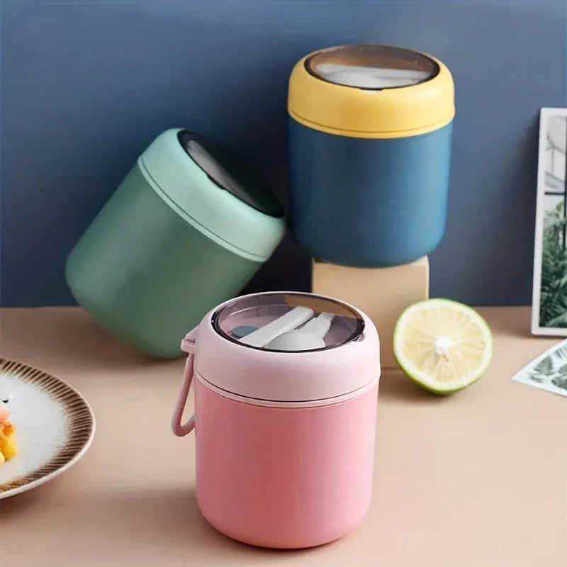ThermoMea Contenedor Térmico de Acero Inoxidable | 530 ml / 710 ml | Taza Aislante para Sopas y Almuerzos | A Prueba de Fugas y Duradera