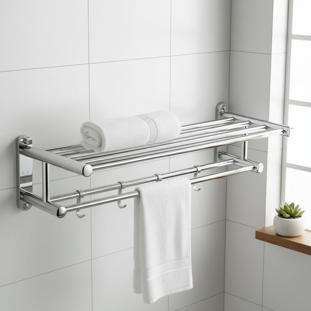Estante de Acero Inoxidable – Soporte para Toallas de Diseño Moderno y Organizado