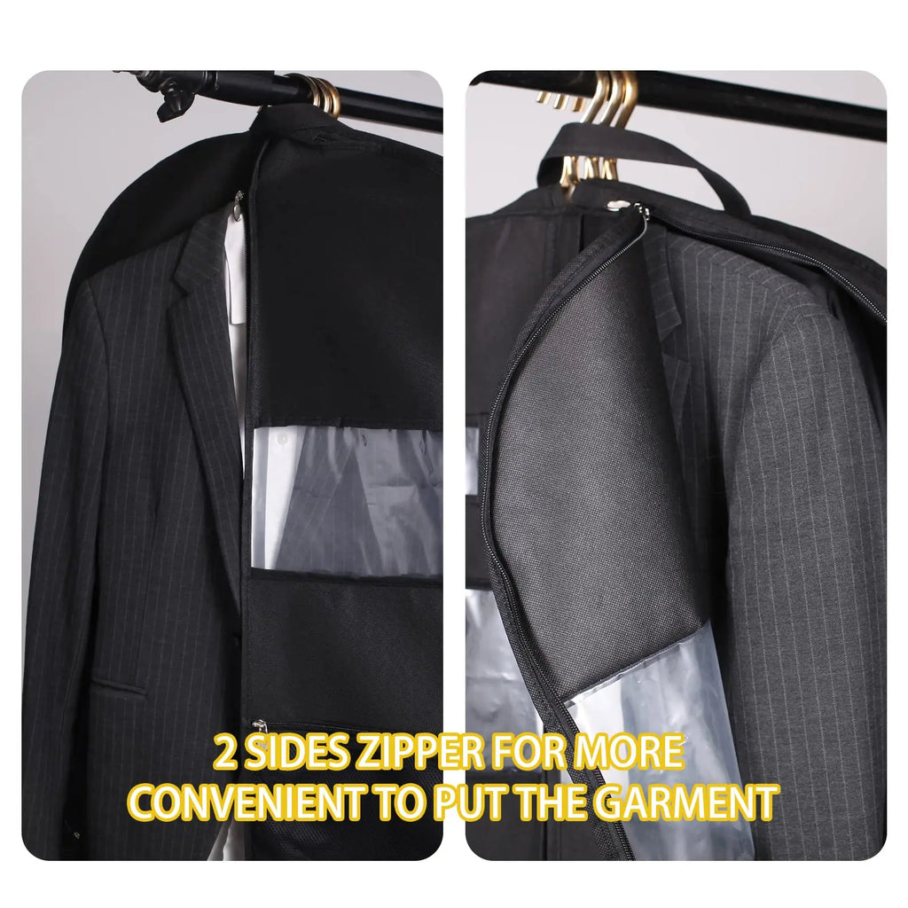 ReiseKleider Funda para Ropa de Viaje | Cremallera Doble Lado & Bolsillos XXL | Transpirable & Transparente | Organizador de Trajes Colgante de 43 Pulgadas