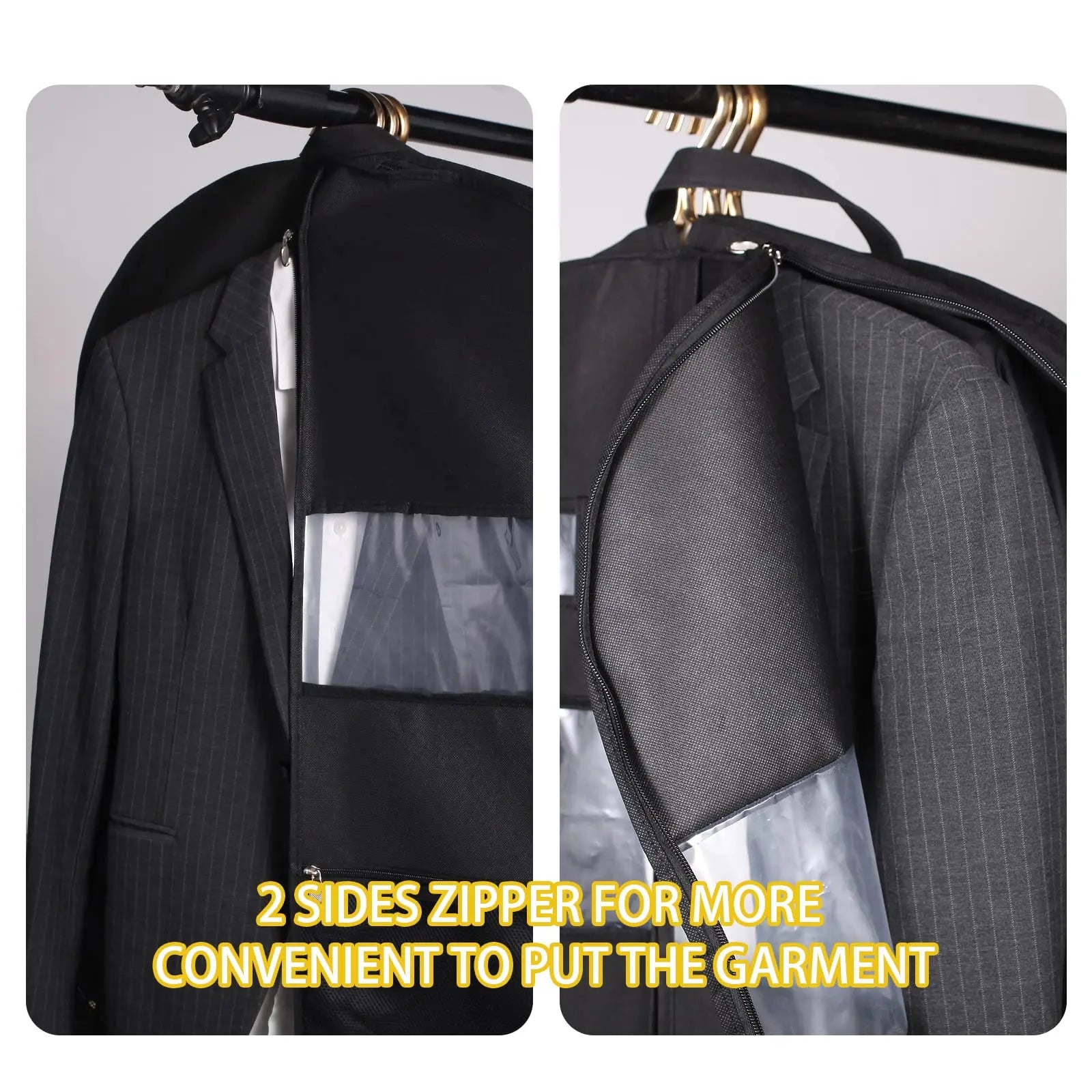 ReiseKleider Funda para Ropa de Viaje | Cremallera Doble Lado & Bolsillos XXL | Transpirable & Transparente | Organizador de Trajes Colgante de 43 Pulgadas