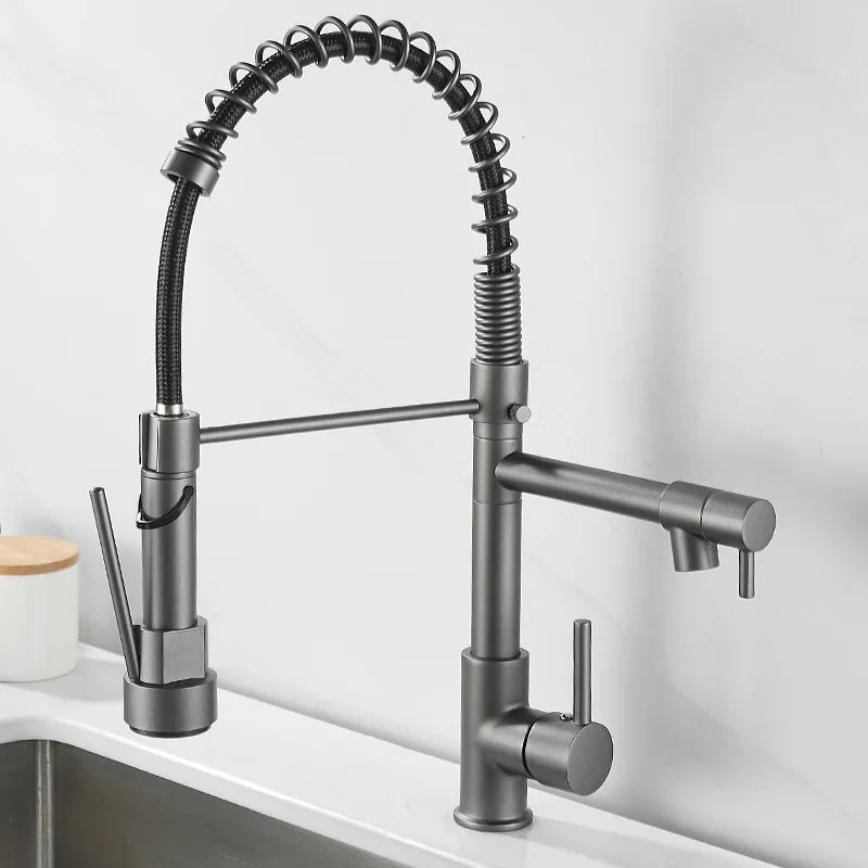 BowLift | Grifo de Cocina DualFlow - Lujoso Grifo de Cocina Doble de Bronce