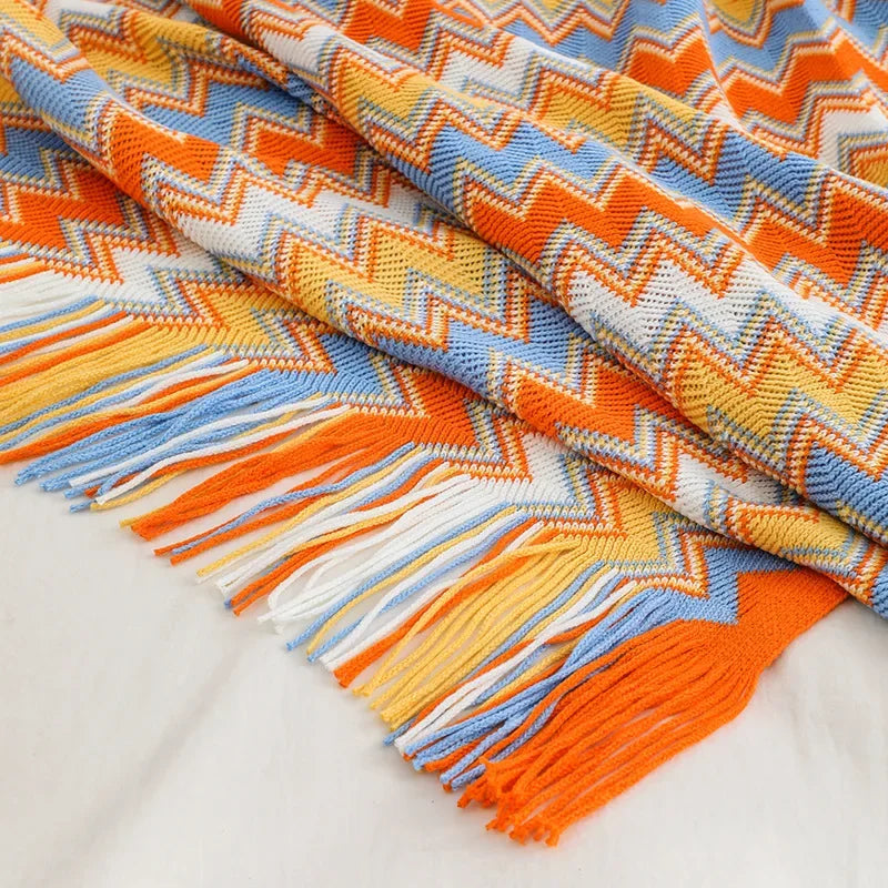CasaLoom | Manta Boho con Borlas | Óxido | Suave y Ligera