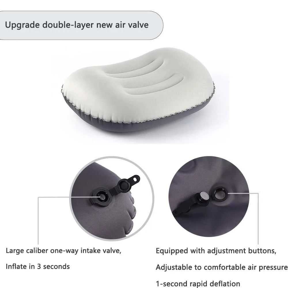 AirNest Almohada Inflable para Exterior | Compresible y Plegable | Soporte para el Cuello para Camping, Senderismo y Viajes