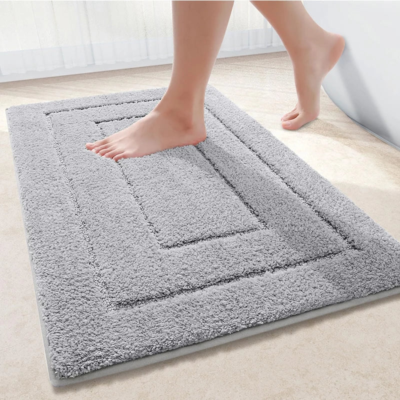 Alfombra de baño de microfibra antideslizante – Alfombra de baño de doble capa | Absorbente y suave | Alfombra de confort | Brehn