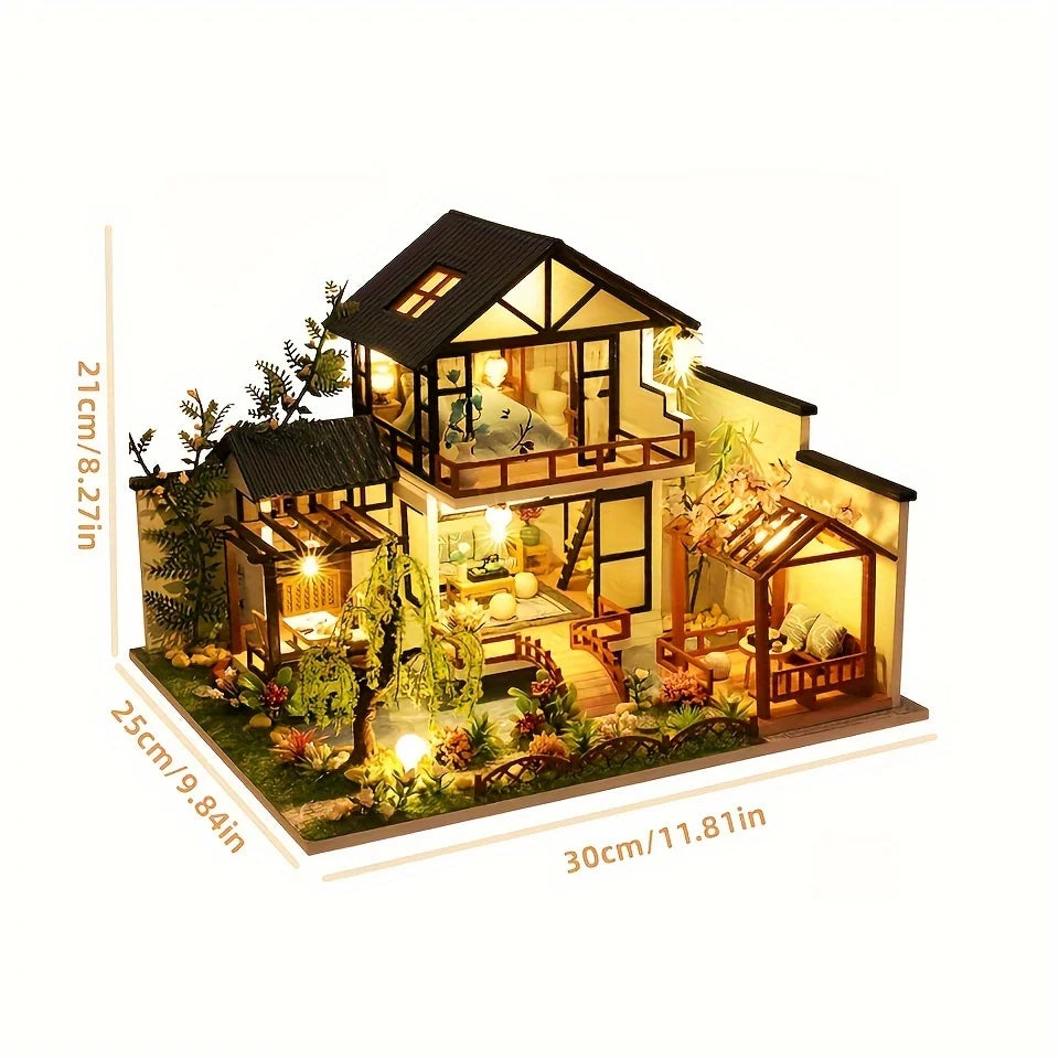 Minvella | Casa de madera en miniatura DIY | Kit de construcción 3D para hacer tú mismo | Set creativo para jóvenes y adultos | Idea de regalo perfecta