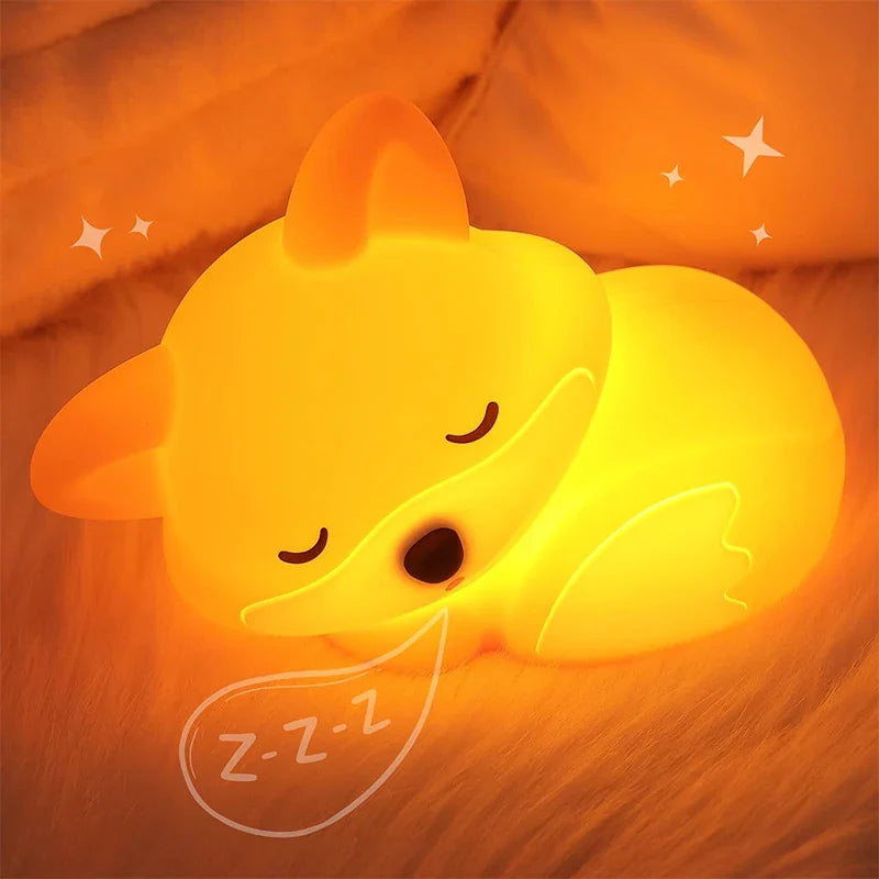 Luz nocturna Fuchs de silicona | Recargable, regulable y con temporizador | Dulce idea de regalo para niños y adultos