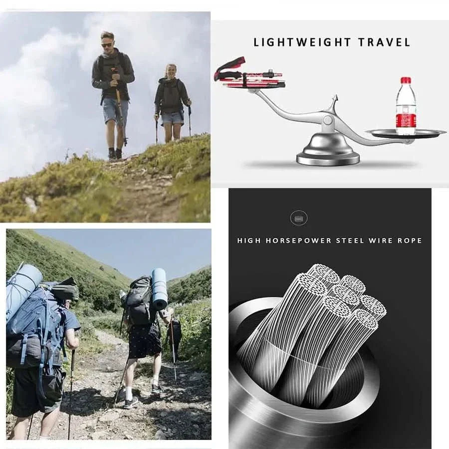 Bastones de trekking plegables para senderismo y aventuras al aire libre