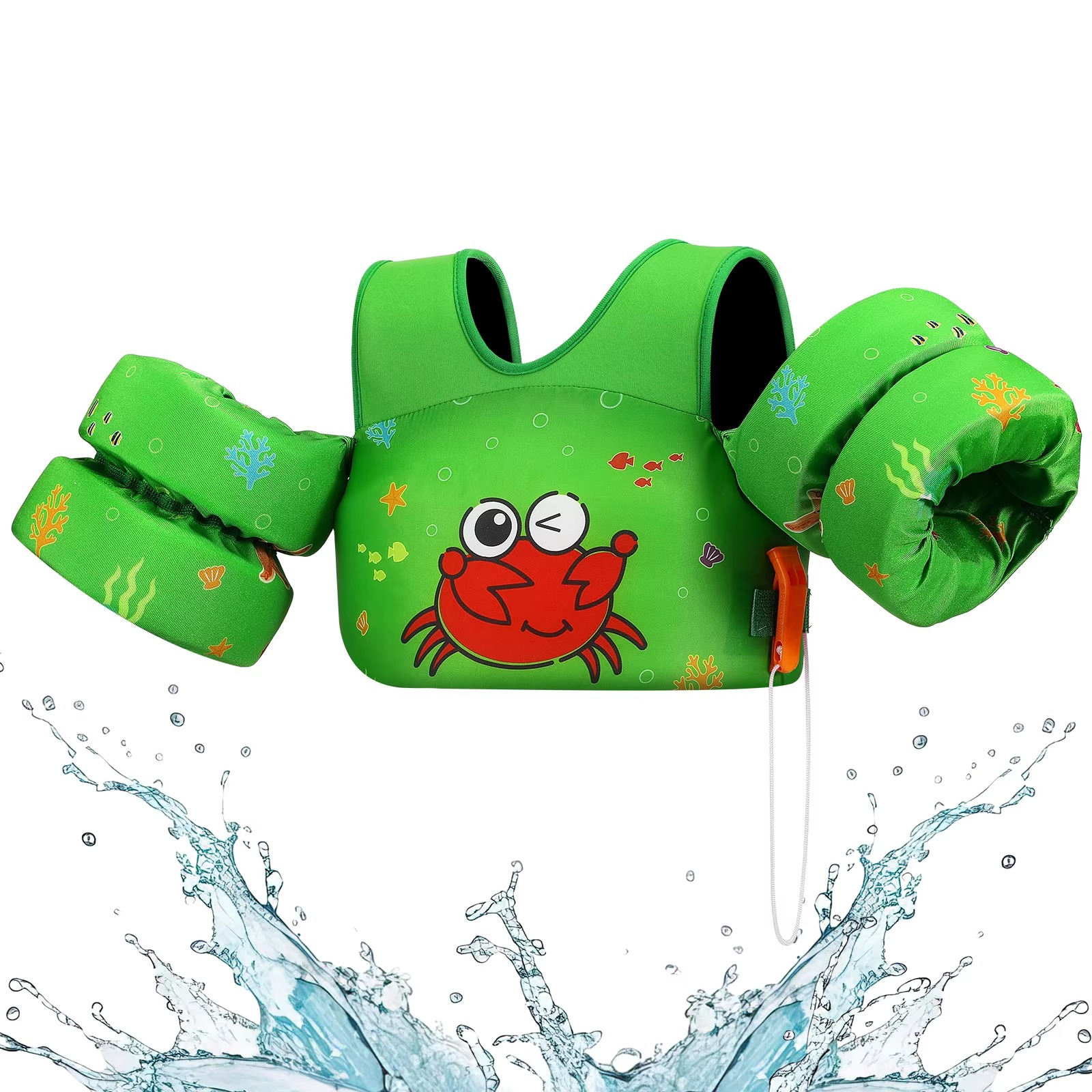 Kalsten | Chaleco de Flotación de Espuma para Niños con Manguitos y Silbato de Seguridad para Nadar y Hacer Kayak